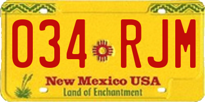 NM license plate 034RJM