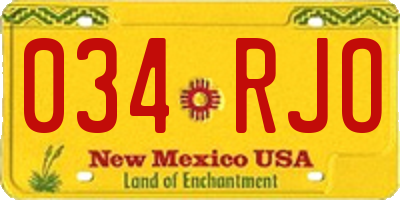 NM license plate 034RJO
