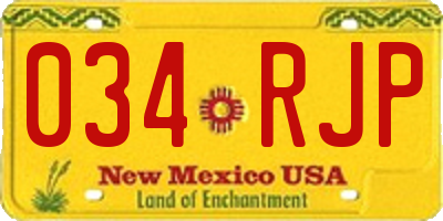 NM license plate 034RJP