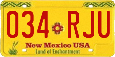 NM license plate 034RJU