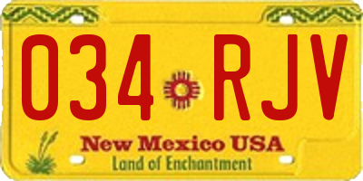 NM license plate 034RJV