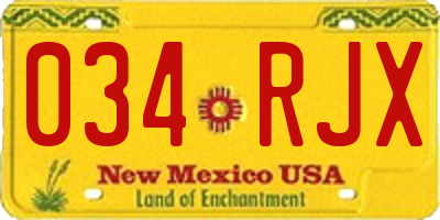 NM license plate 034RJX