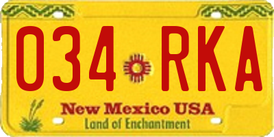 NM license plate 034RKA