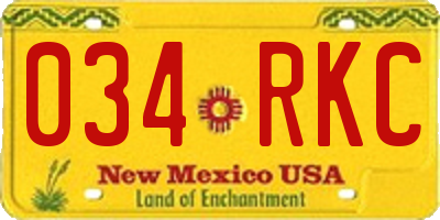 NM license plate 034RKC