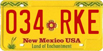 NM license plate 034RKE