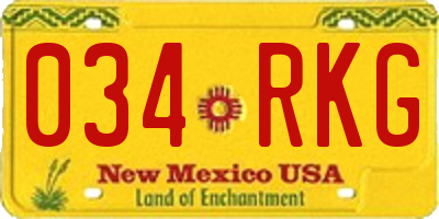NM license plate 034RKG