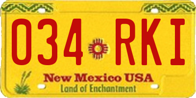 NM license plate 034RKI