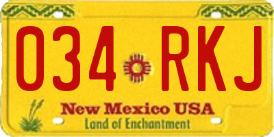 NM license plate 034RKJ