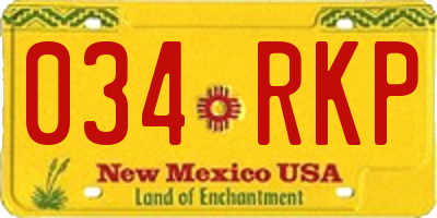 NM license plate 034RKP
