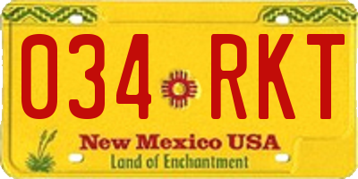 NM license plate 034RKT
