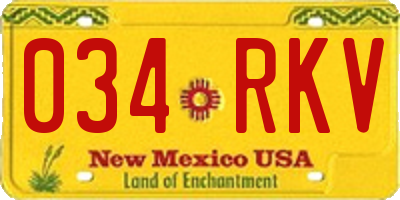 NM license plate 034RKV