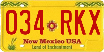 NM license plate 034RKX