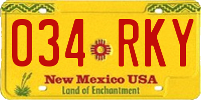 NM license plate 034RKY