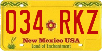 NM license plate 034RKZ
