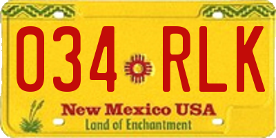 NM license plate 034RLK