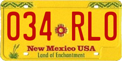 NM license plate 034RLO