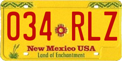 NM license plate 034RLZ