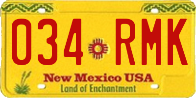 NM license plate 034RMK