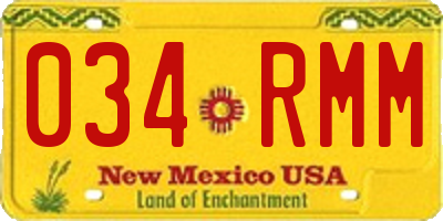 NM license plate 034RMM