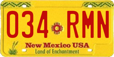 NM license plate 034RMN