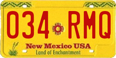NM license plate 034RMQ