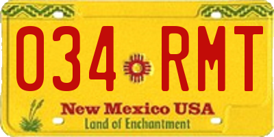 NM license plate 034RMT
