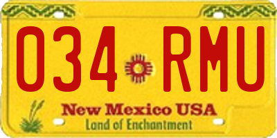 NM license plate 034RMU