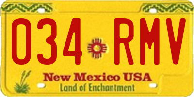 NM license plate 034RMV
