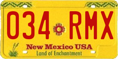 NM license plate 034RMX