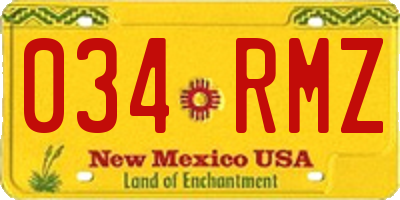 NM license plate 034RMZ