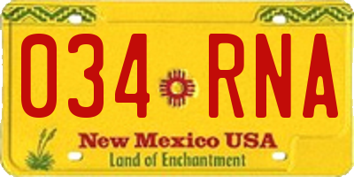 NM license plate 034RNA