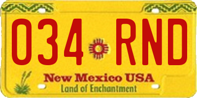 NM license plate 034RND