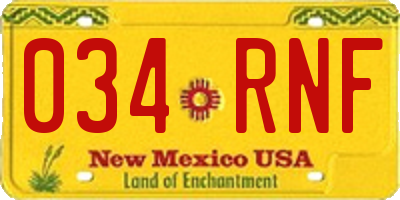 NM license plate 034RNF
