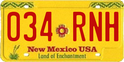 NM license plate 034RNH