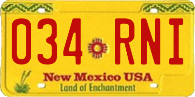 NM license plate 034RNI
