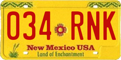 NM license plate 034RNK