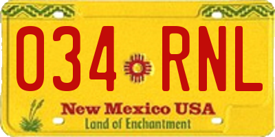 NM license plate 034RNL