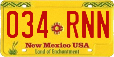 NM license plate 034RNN