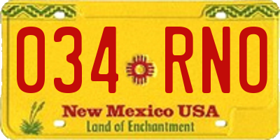 NM license plate 034RNO