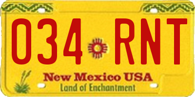 NM license plate 034RNT