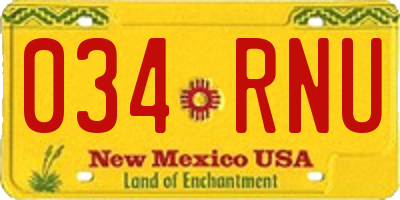 NM license plate 034RNU