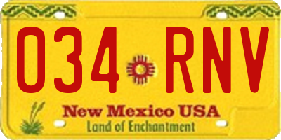 NM license plate 034RNV
