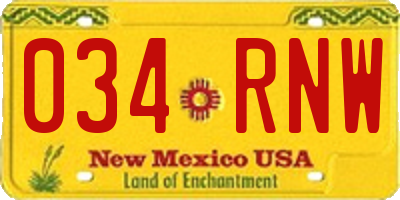 NM license plate 034RNW