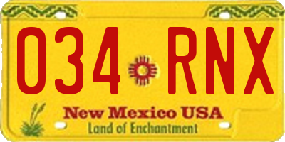 NM license plate 034RNX
