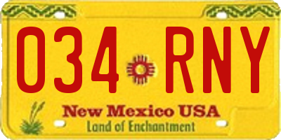 NM license plate 034RNY