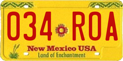 NM license plate 034ROA