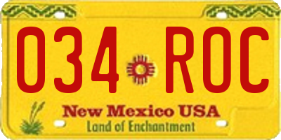 NM license plate 034ROC