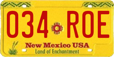 NM license plate 034ROE