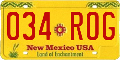 NM license plate 034ROG