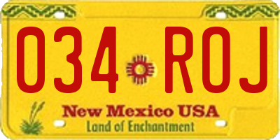 NM license plate 034ROJ